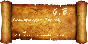 Gremsperger Bajnok névjegykártya